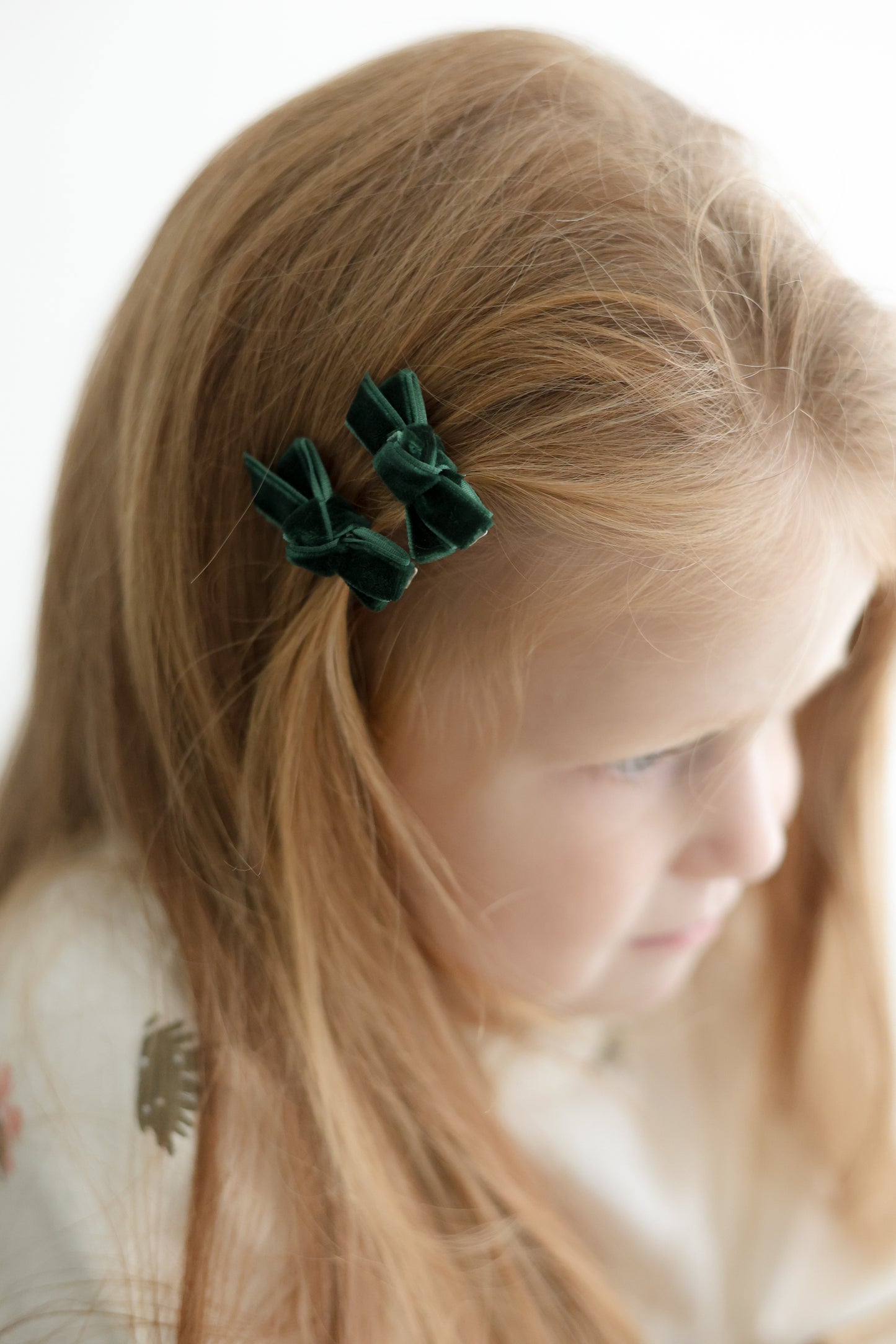 Mini Bow Clips | Emerald Velvet