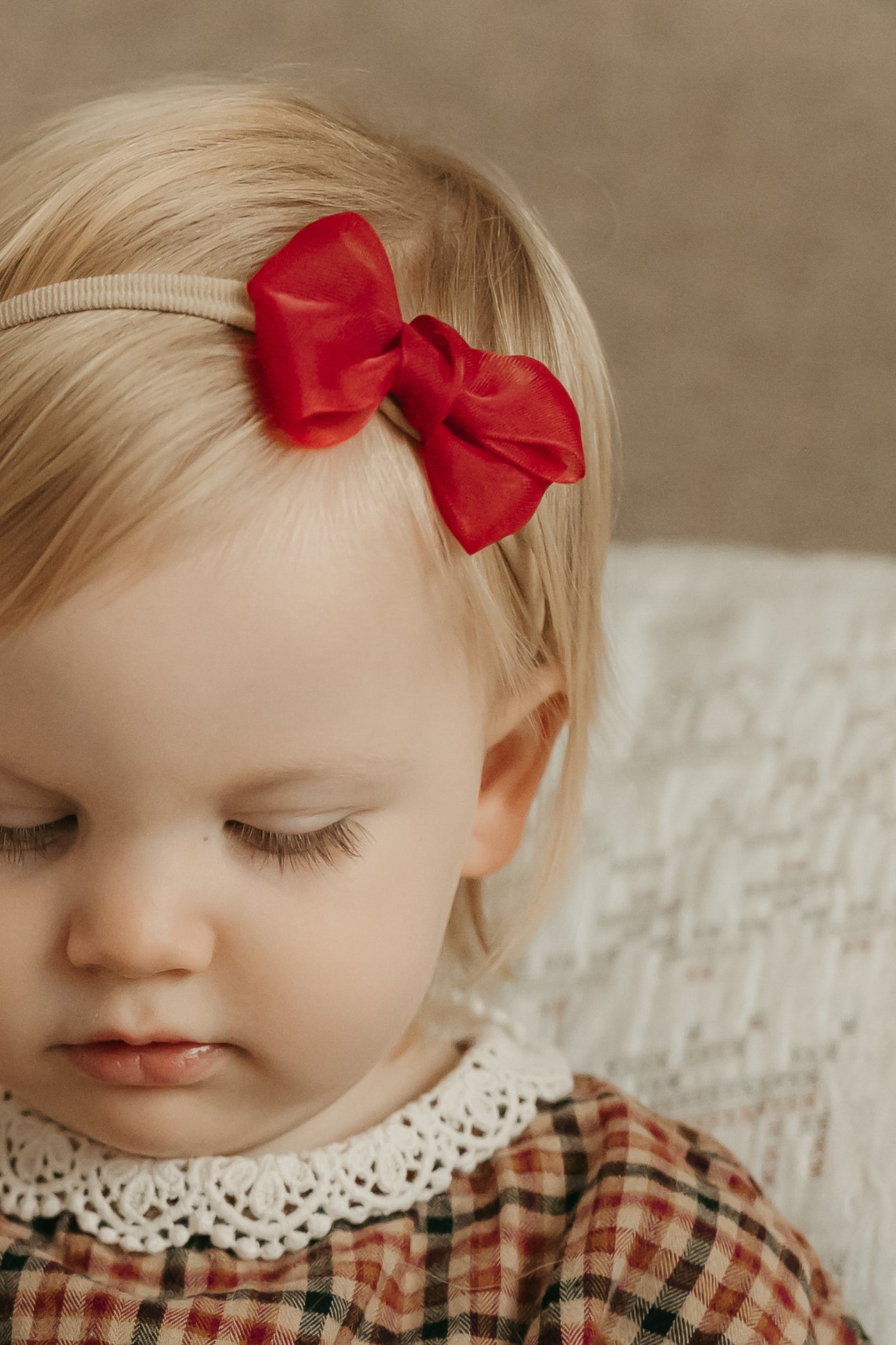 Petite Chiffon Bow | Deep Red (Clip or Headband)