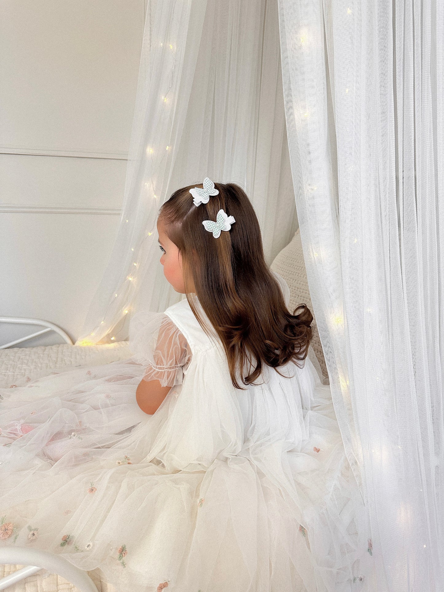 Pigtail Butterfly Clips | Peppermint Sparkle