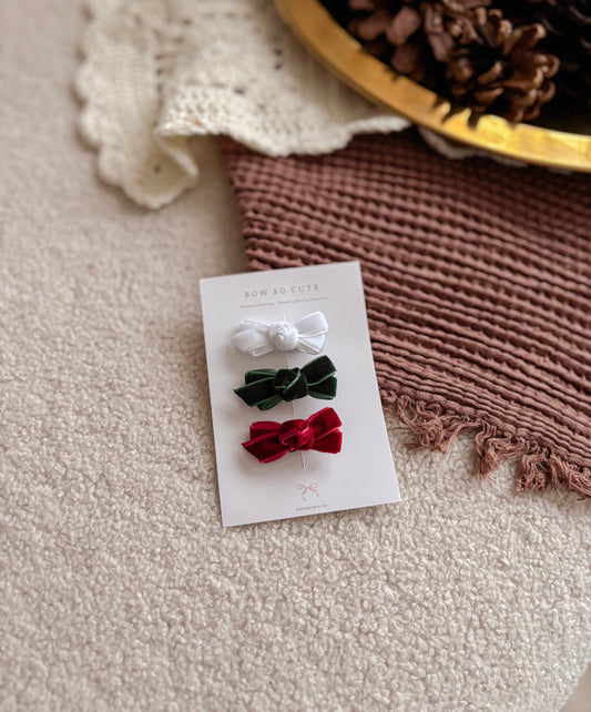 Mini Bow Trio | Festive Velvets