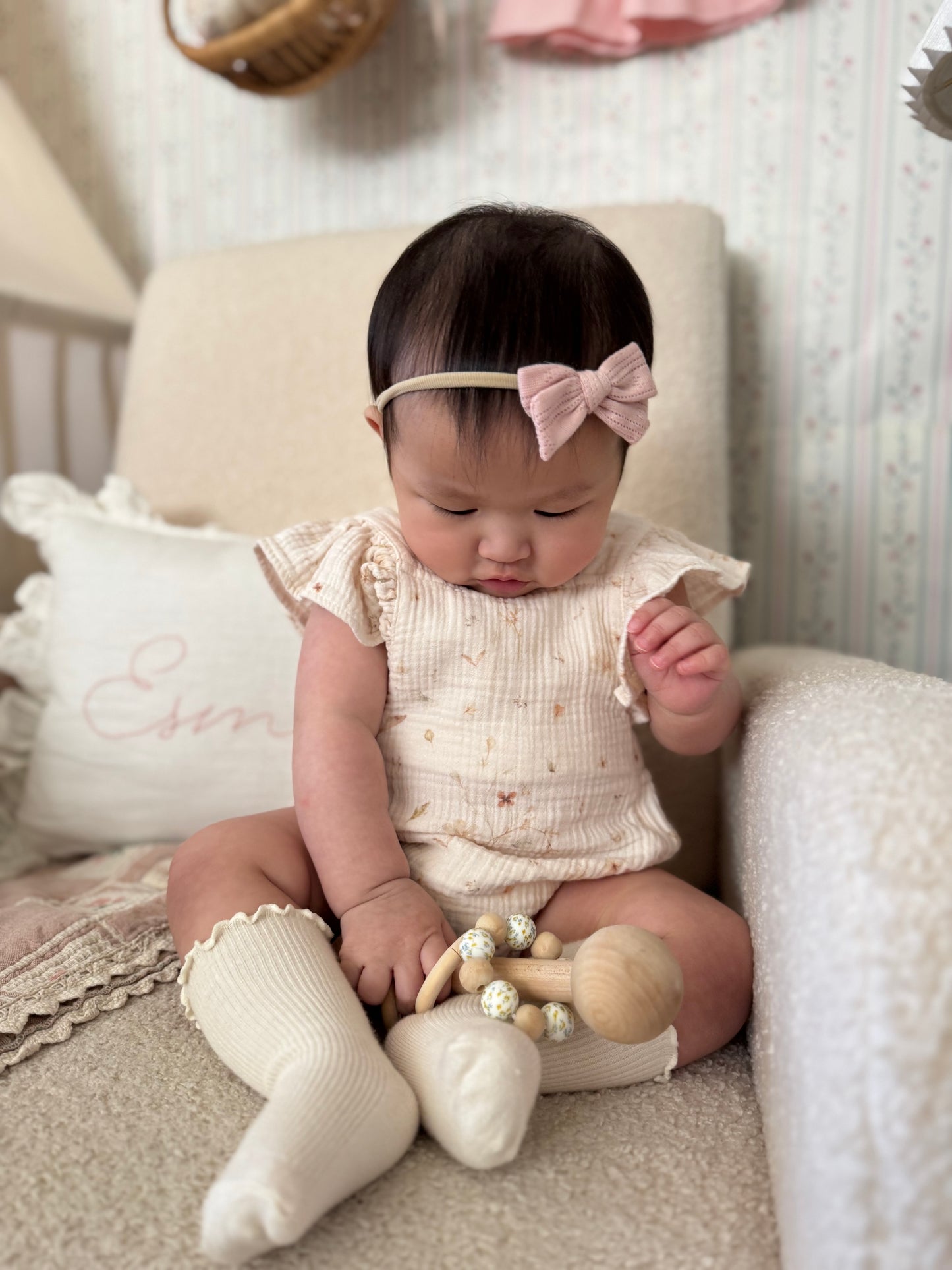 Classic Bow | Pink Pointelle