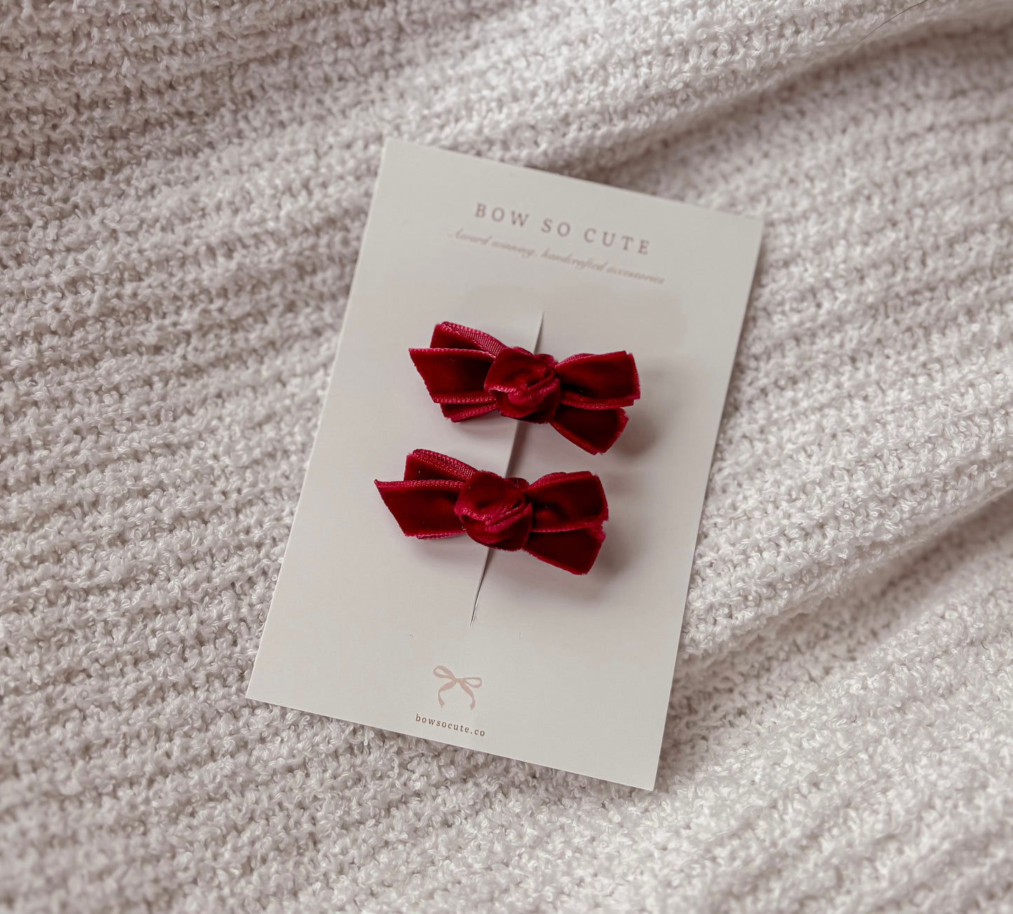 Mini Bow Clips | Deep Red Velvet