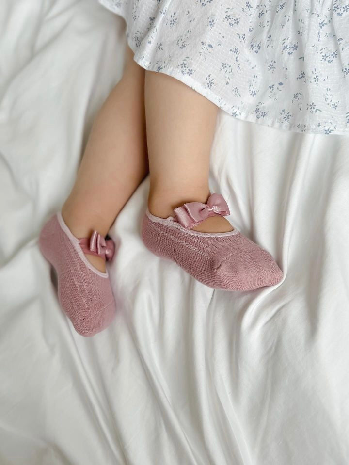 Satin Bow Socks | Dusty Pink