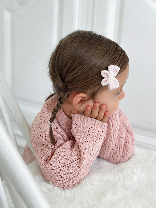 Clip | Pale Pink Knitted Bow