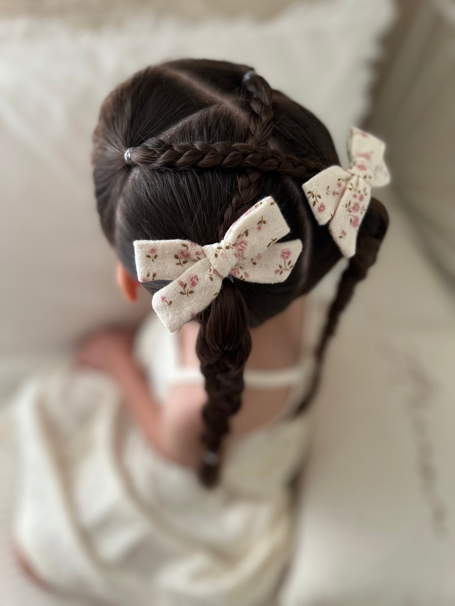 Classic Pigtail Bows | Vintage Rose