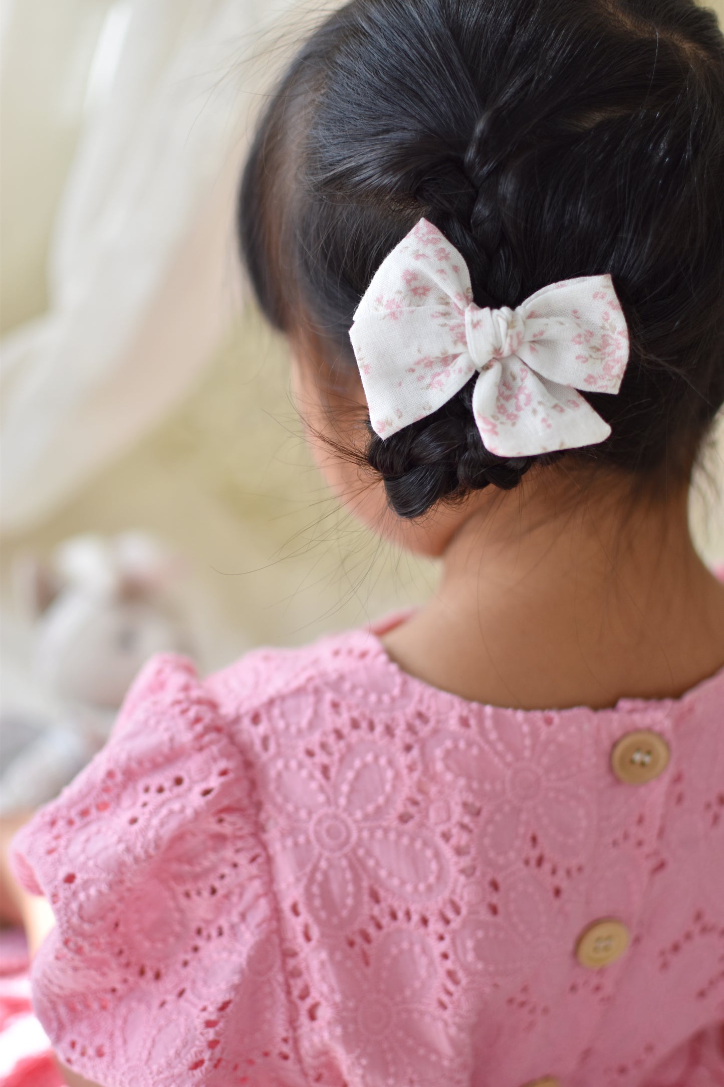 Petite Pinwheel Pigtail Bows | Blushing Bouquet