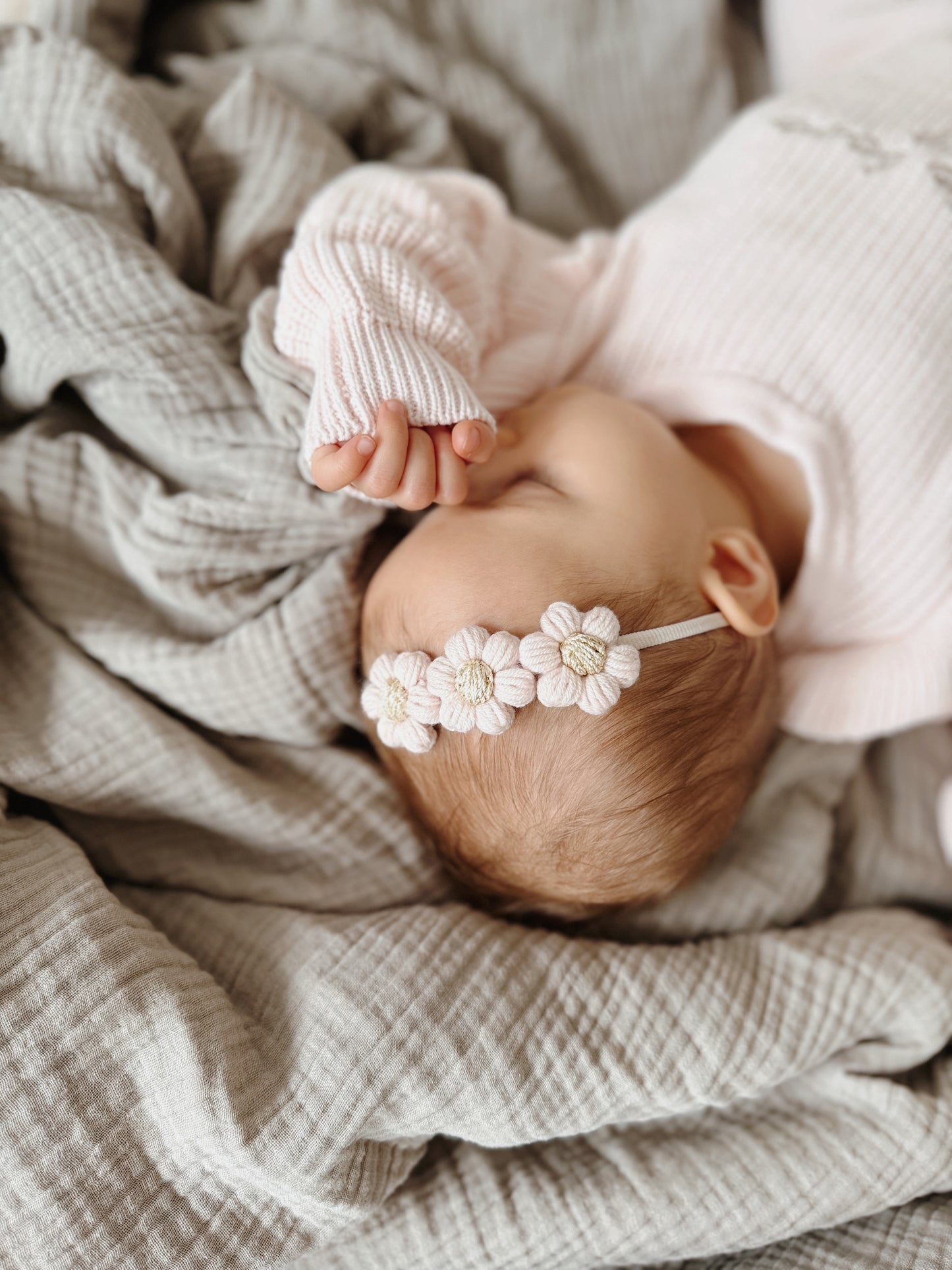 Dainty Headband | Blush & Gold Daisies