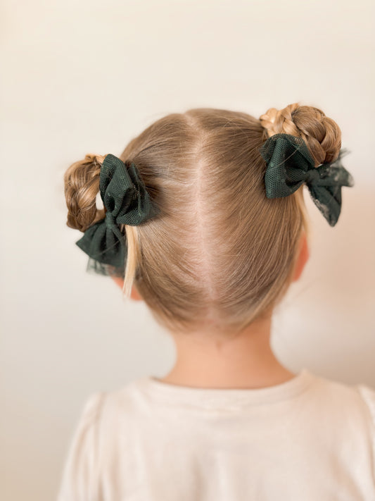 Tulle Pigtail Bows | Forest Green