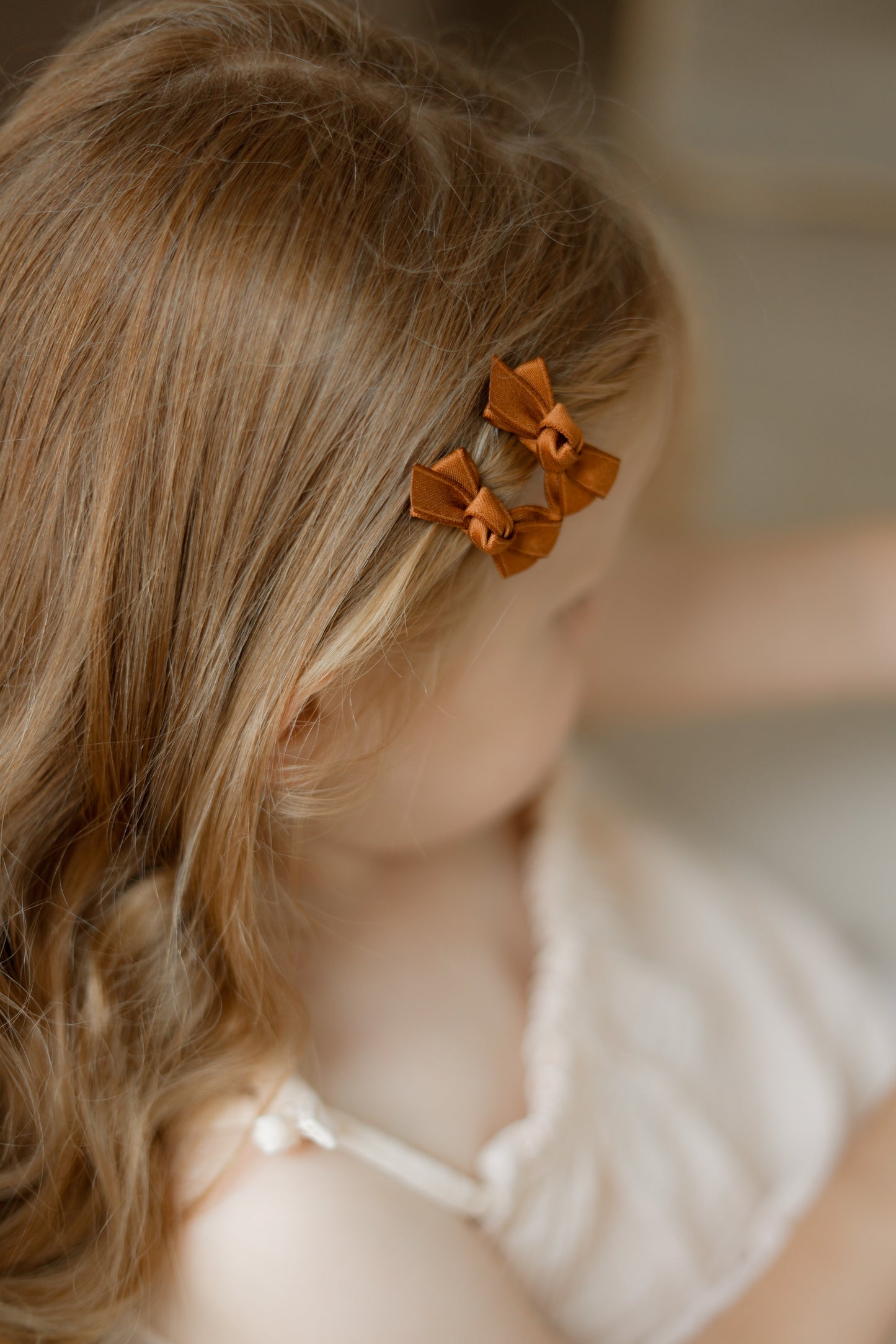 Mini Bow Clips | Maple Satin