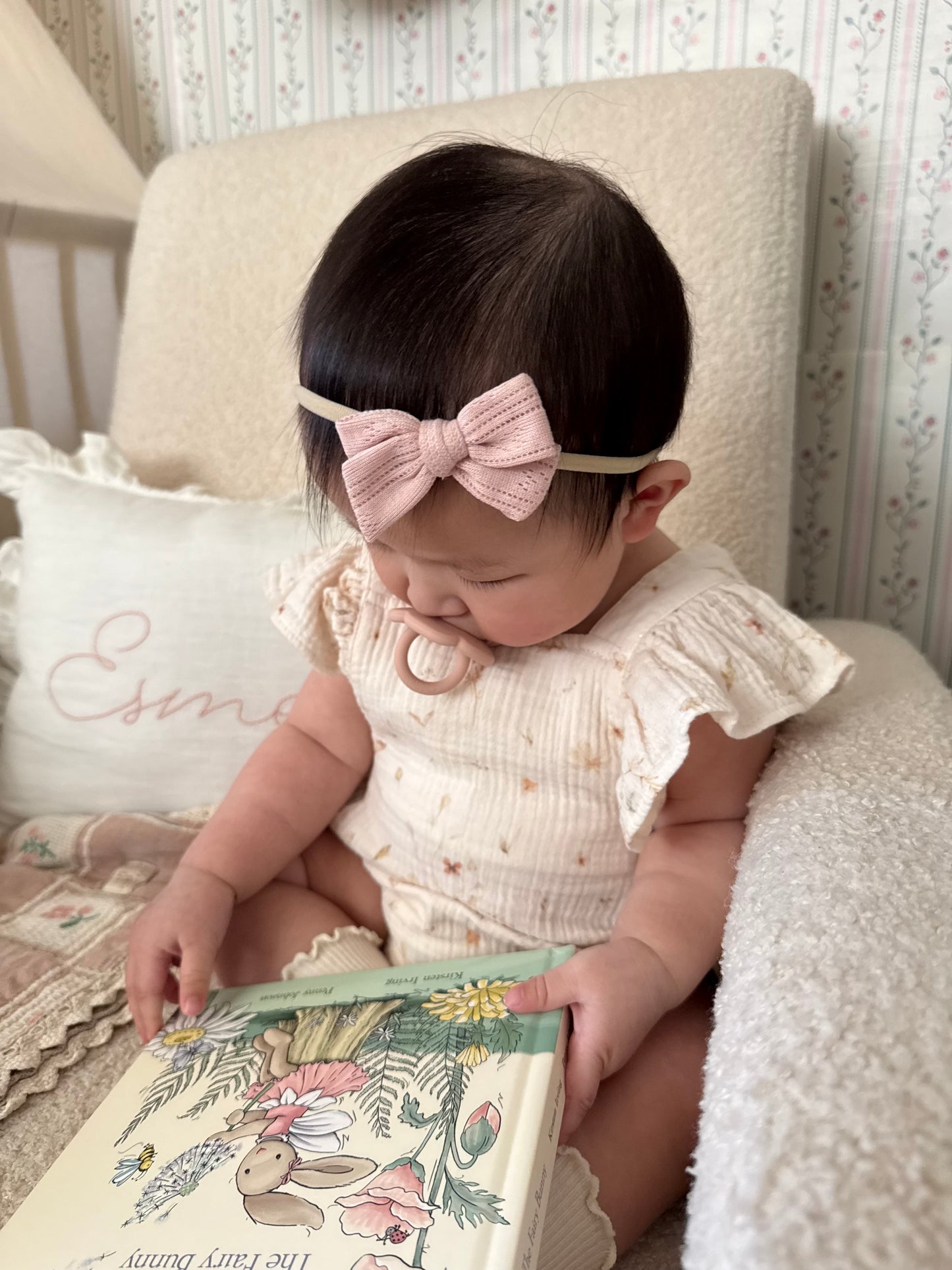 Classic Bow | Pink Pointelle