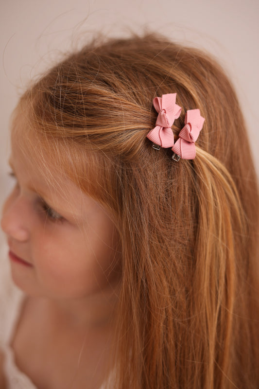Mini Bow Clips | Antique Rose