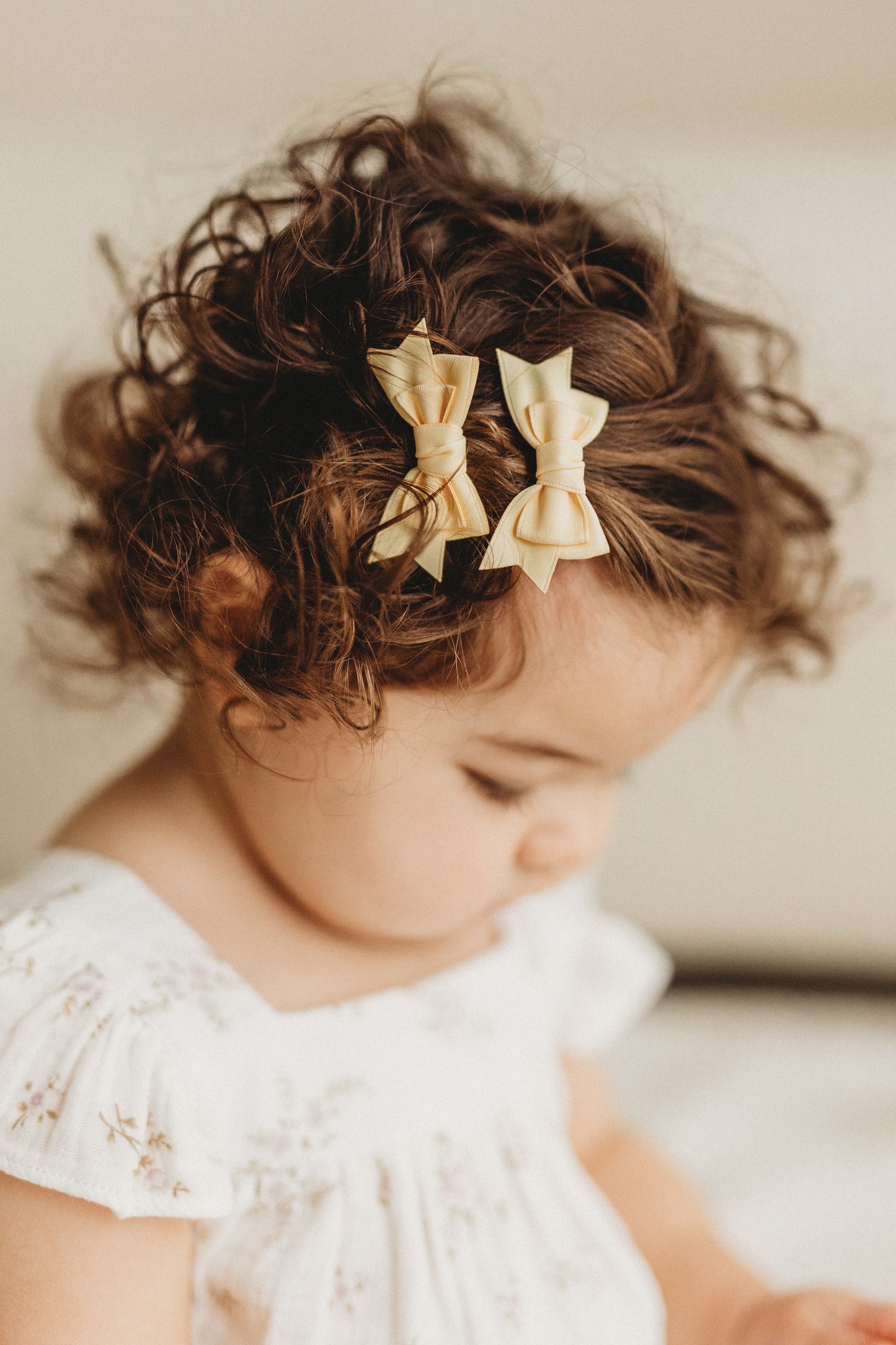 Little Bow Clips | Lemon Satin