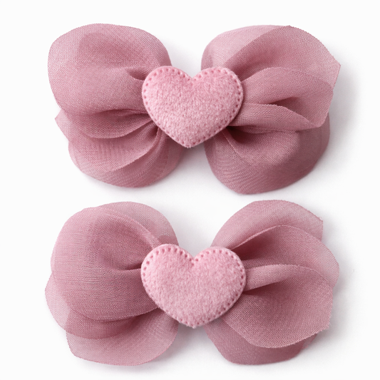 Amore Pigtail Bows | Rosey Mauve