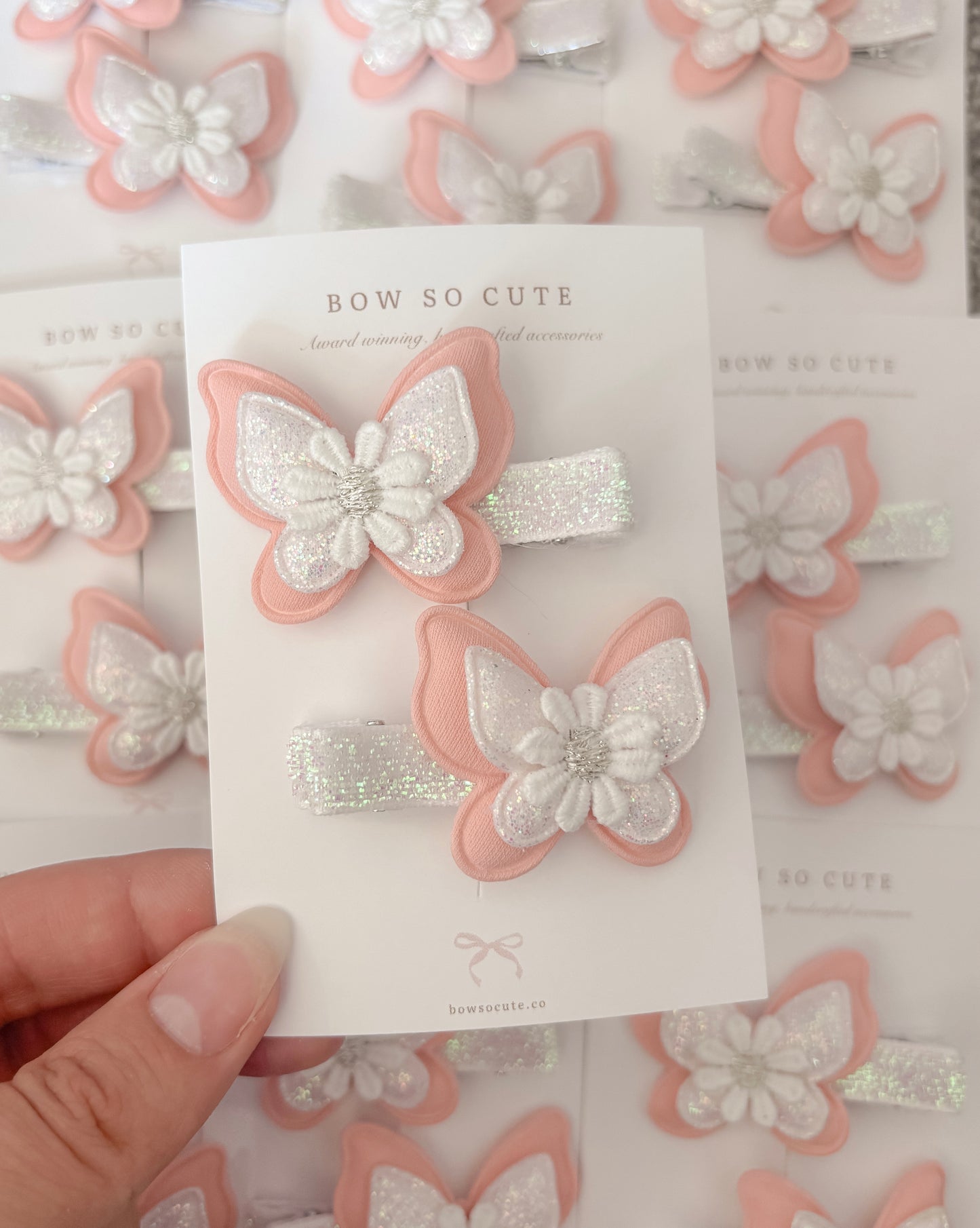 Clip Set | Peach Sparkle Butterflies