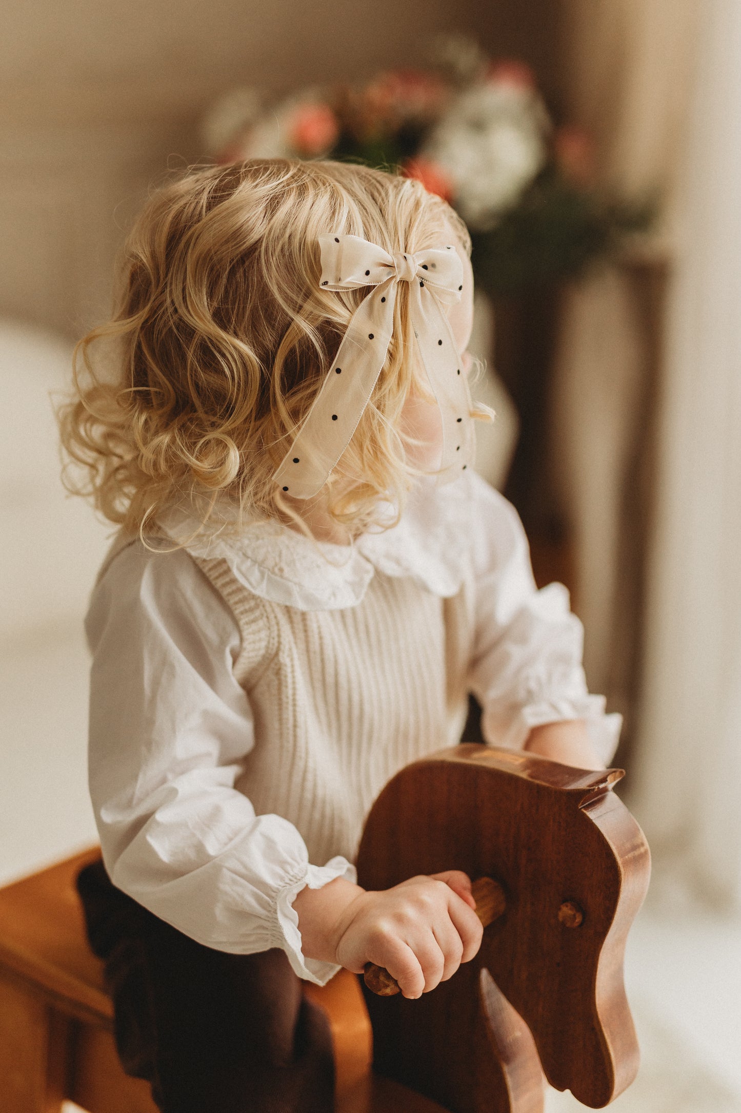 Ribbon Longtail Bow | Neutral Dots