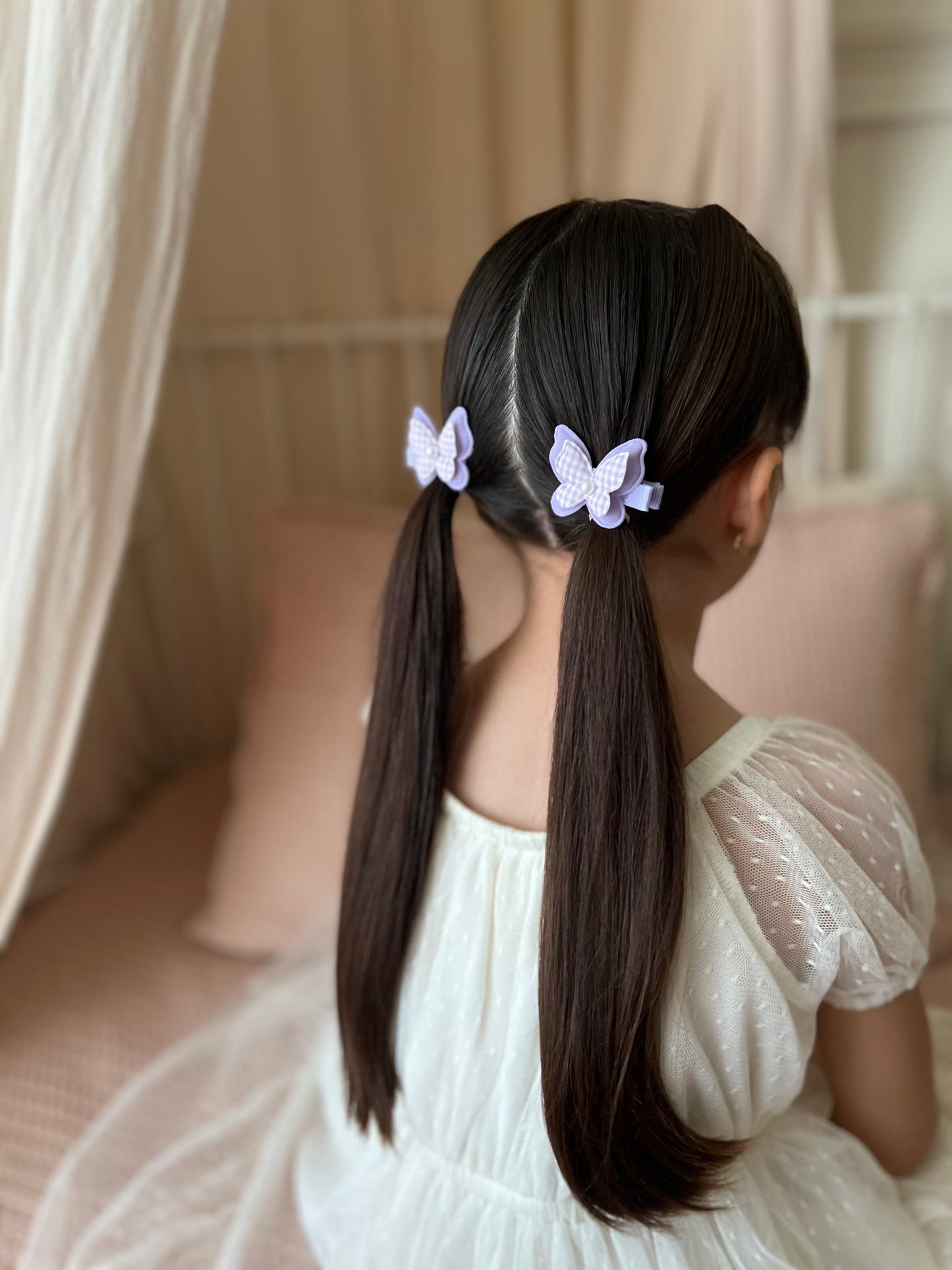 Pigtail Butterfly Clips | Lavender Pearl