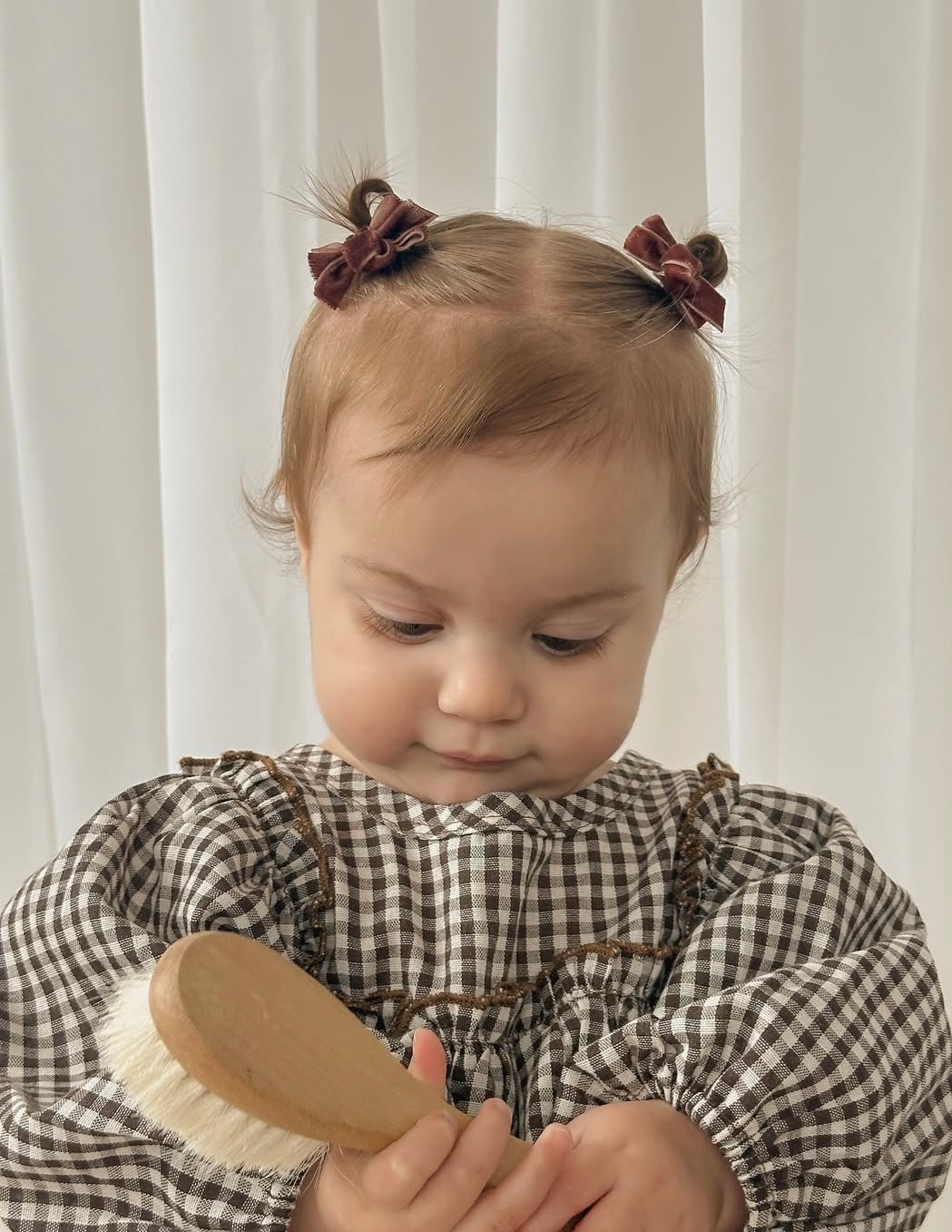 Mini Bow Clips | Mocha Velvet