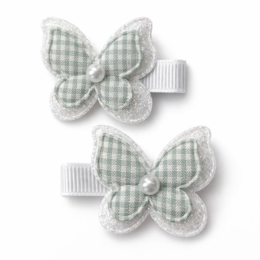Pigtail Butterfly Clips | Peppermint Sparkle