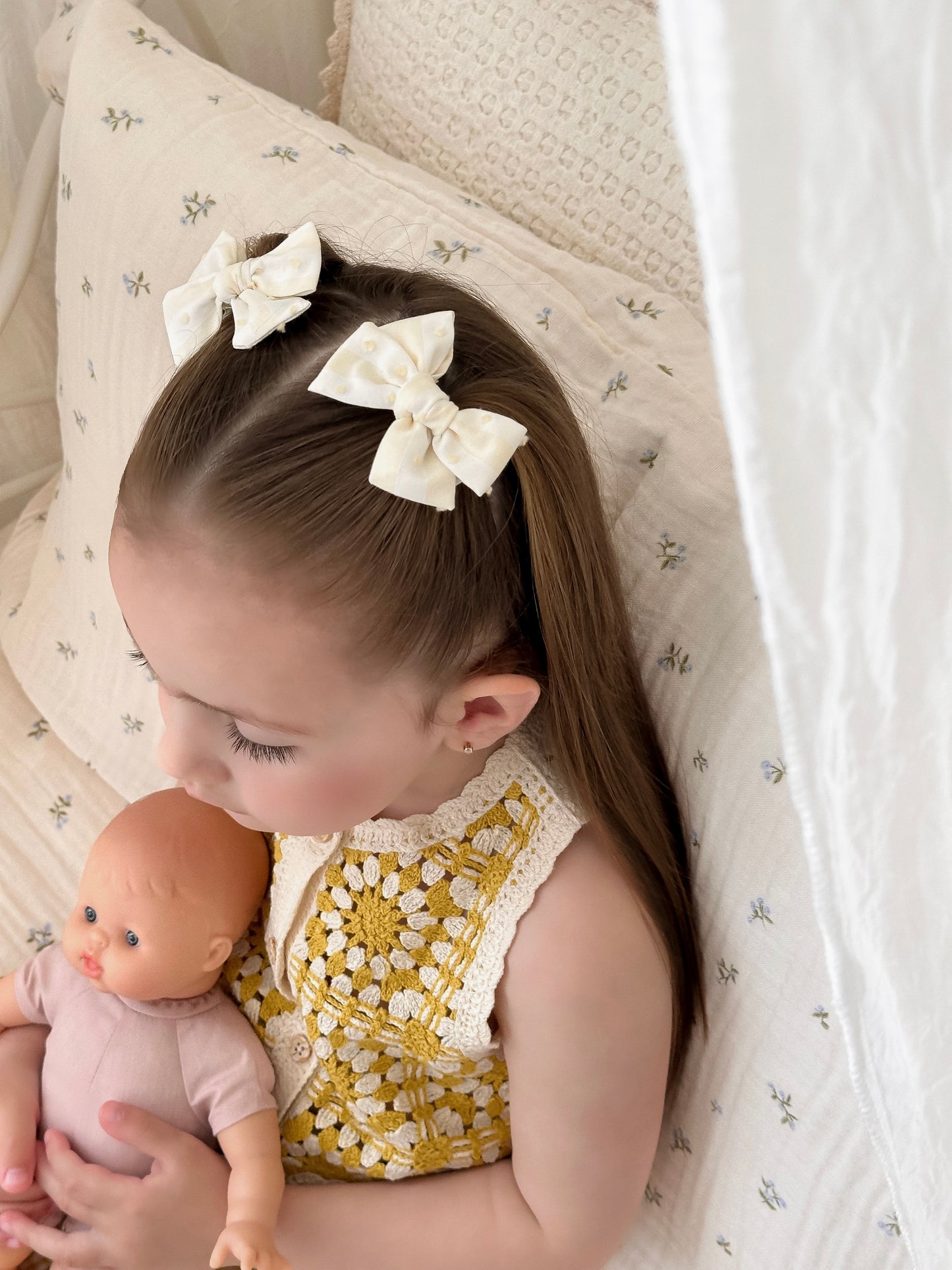 Petite Pinwheel Pigtail Bows | Buttercream