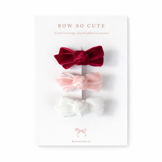 Mini Bow Trio | Valentine Velvets