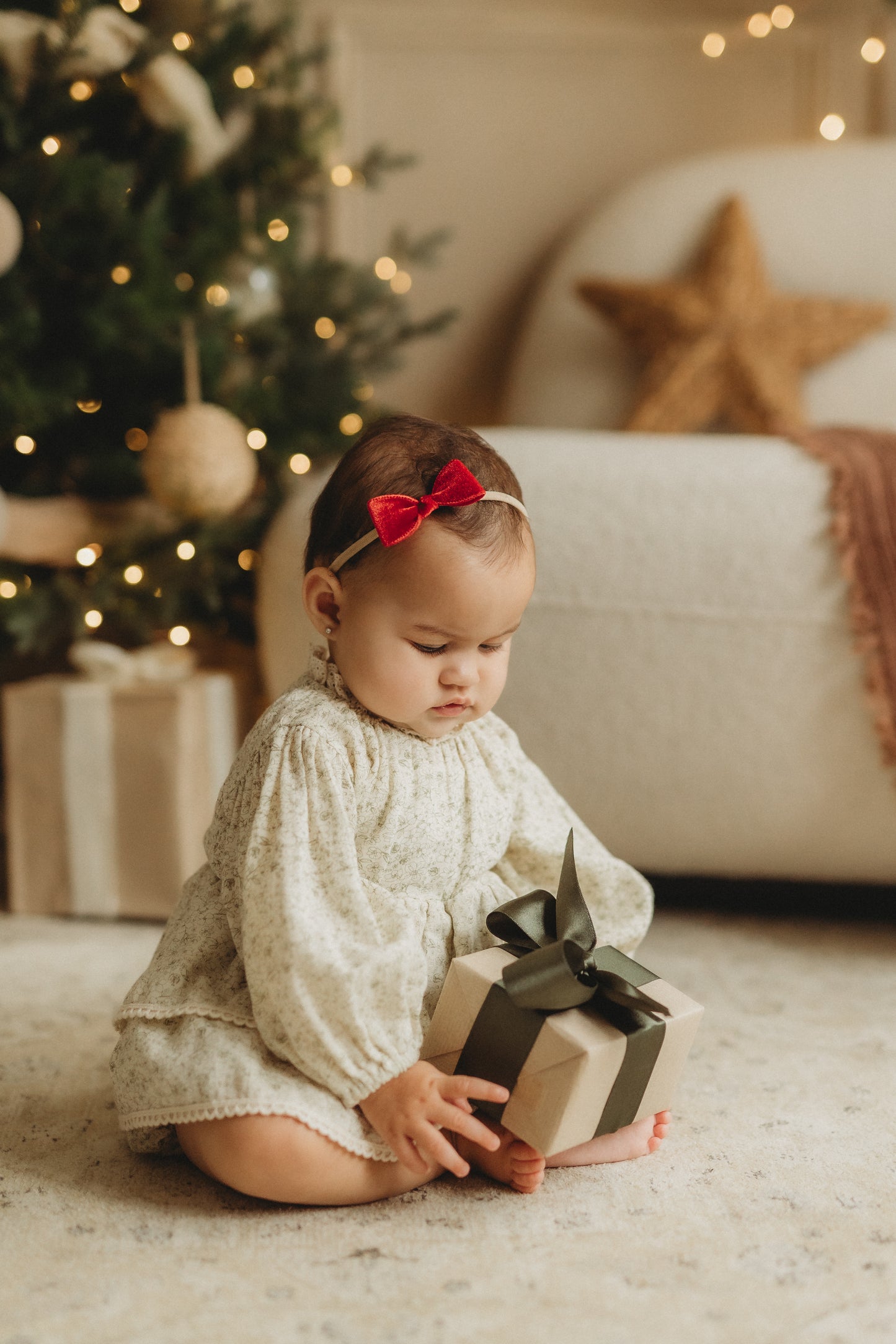 Knotted Bow | Santa Velvet (clip or headband)