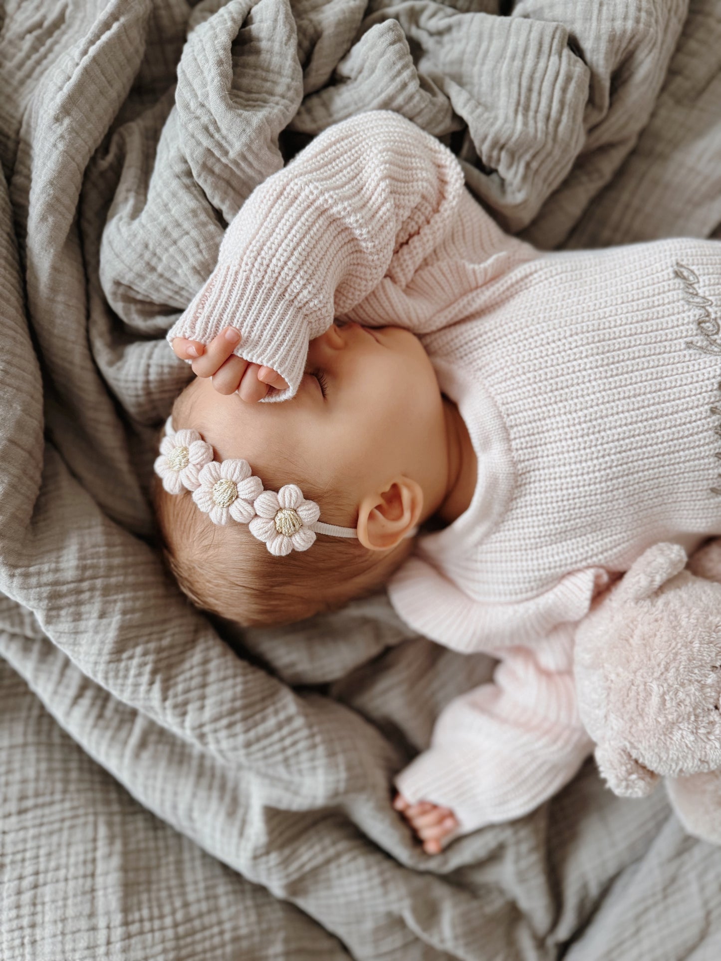 Dainty Headband | Blush & Gold Daisies