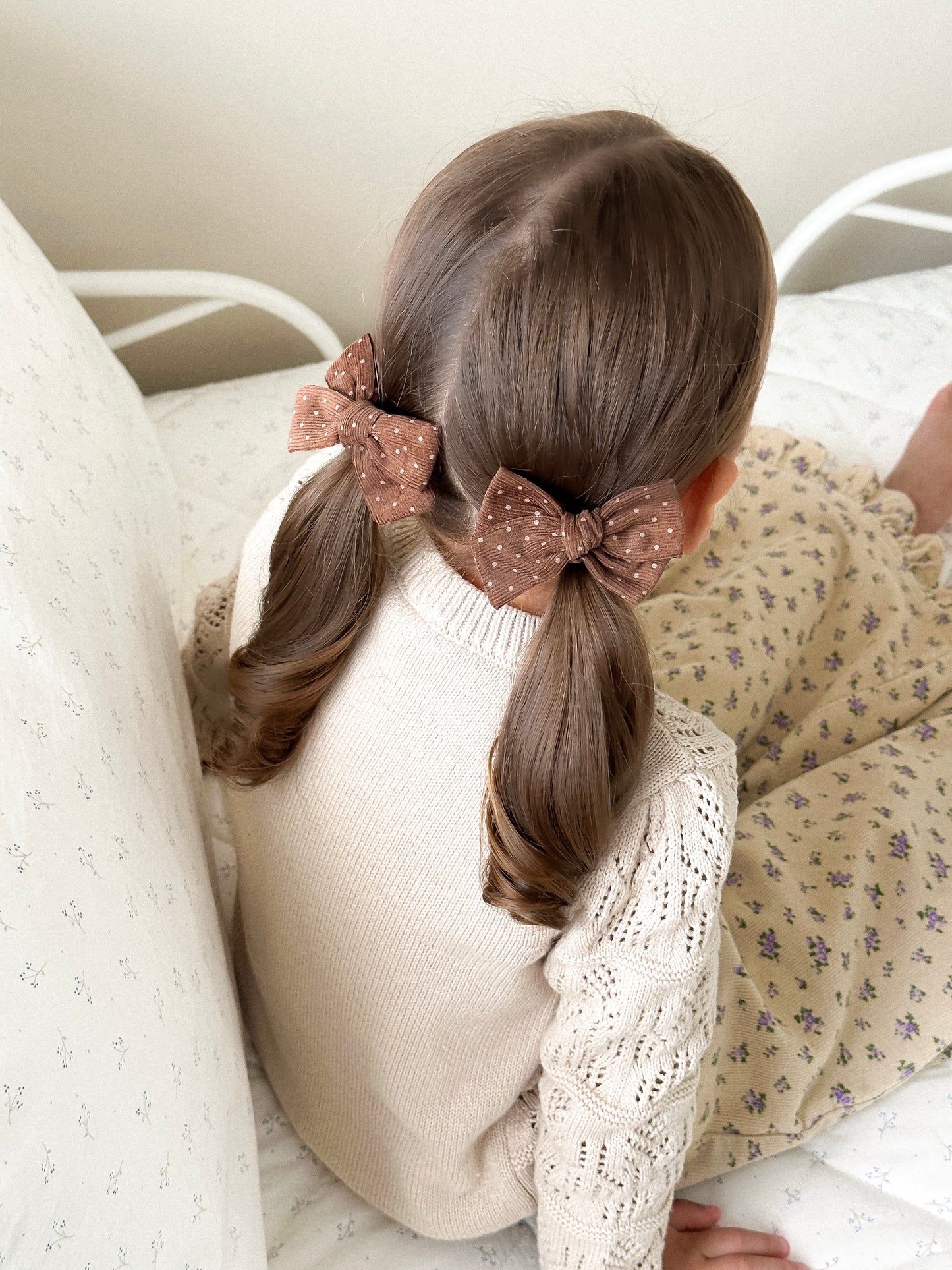 Classic Pigtail Bows | Cocoa Corduroy