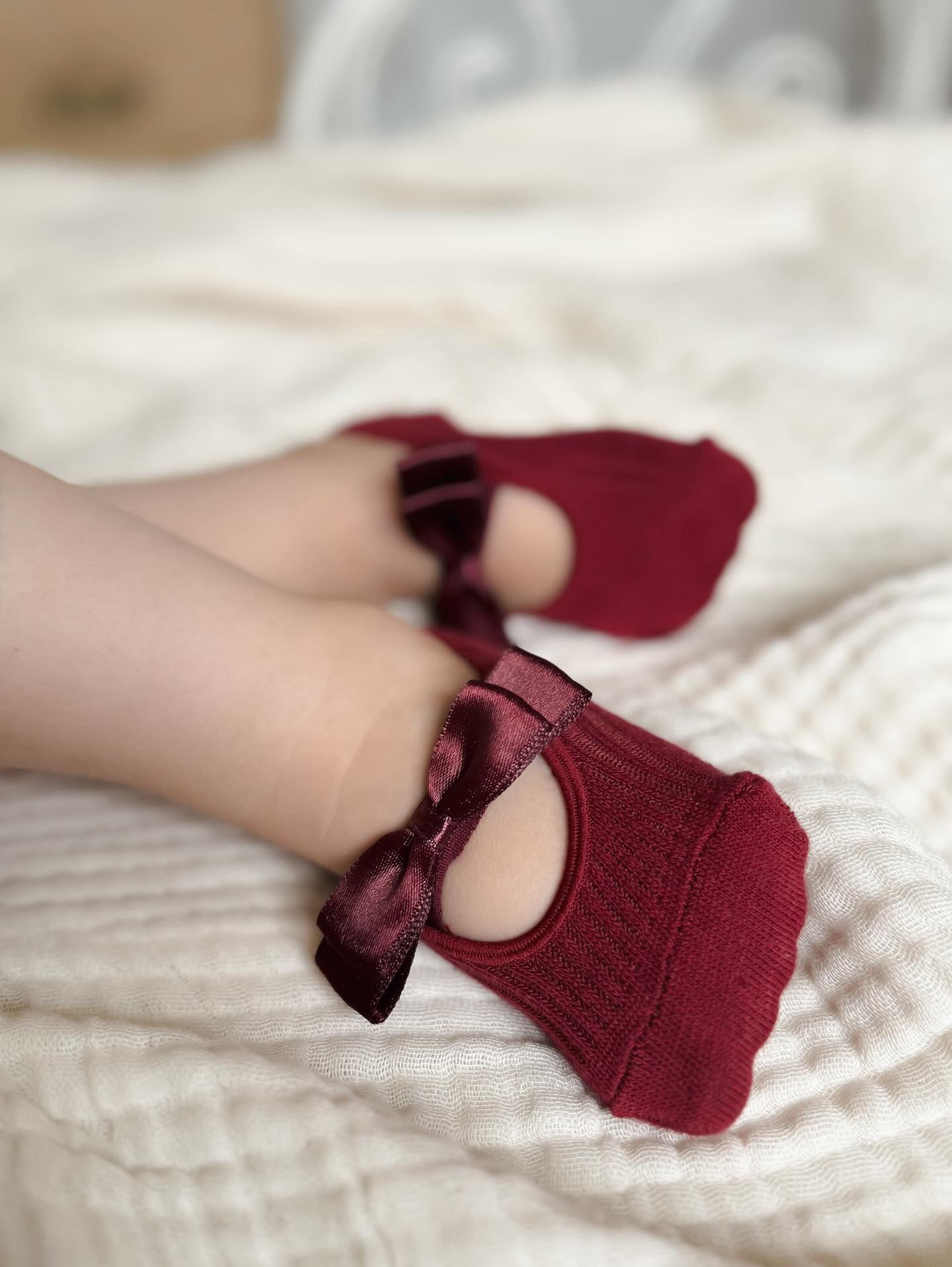 Satin Bow Socks | Crimson