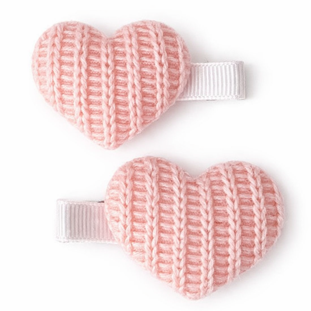 Pigtail Clips | Knitted Hearts (2pk)