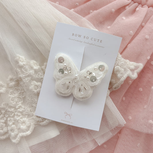 Crystal Butterfly Clip | Milk