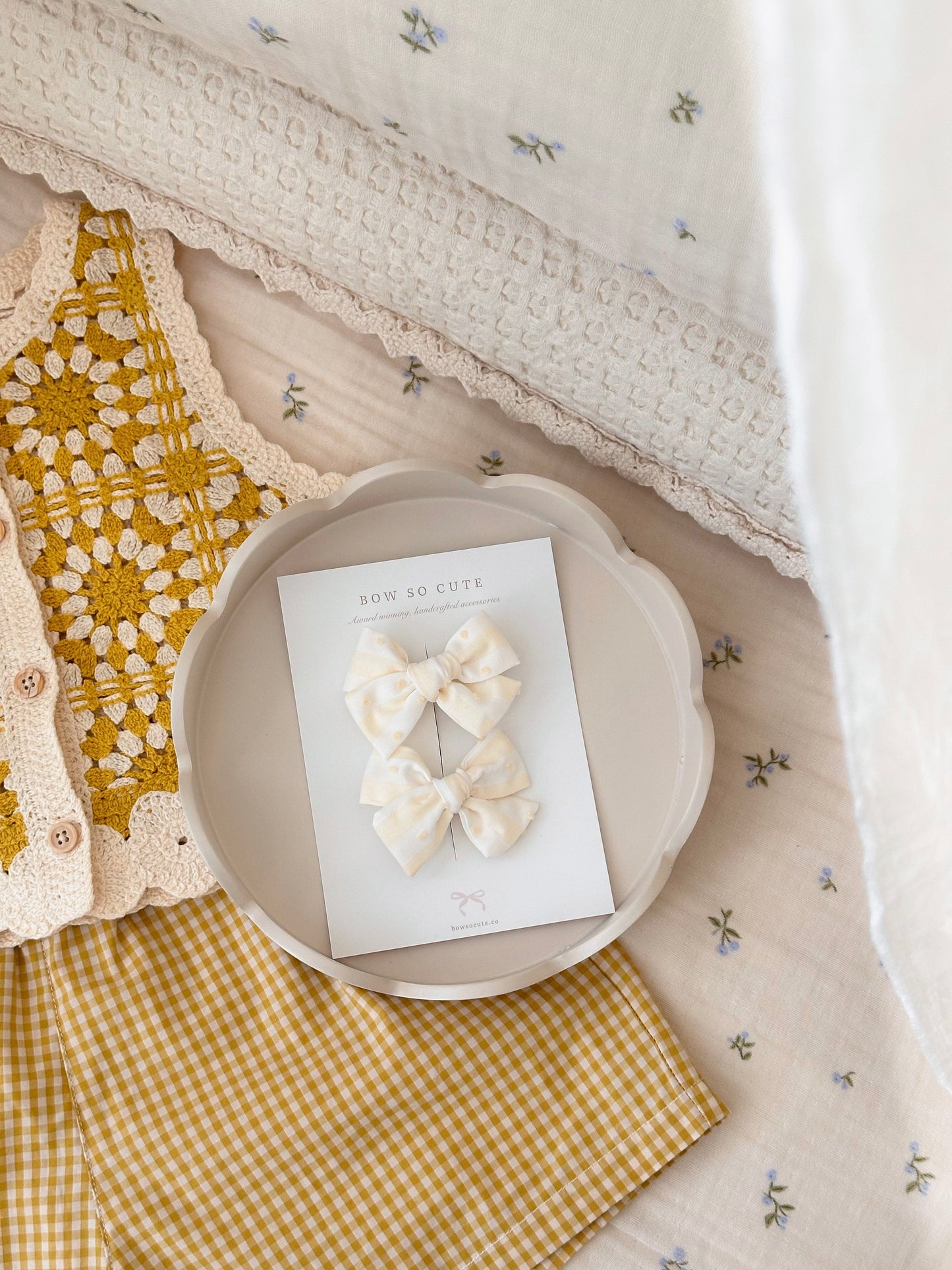 Petite Pinwheel Pigtail Bows | Buttercream