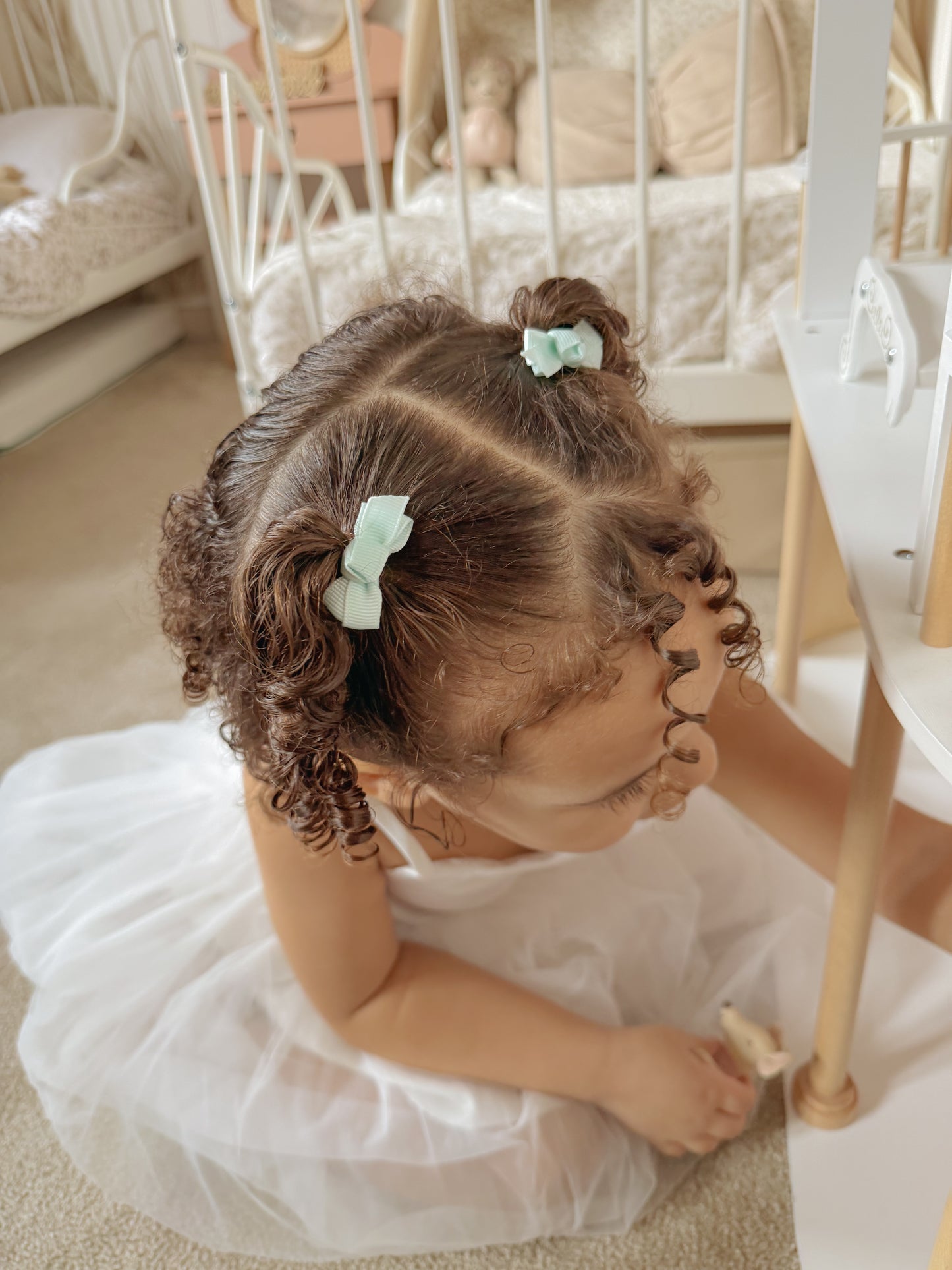 Mini Bow Clips | Soft Mint