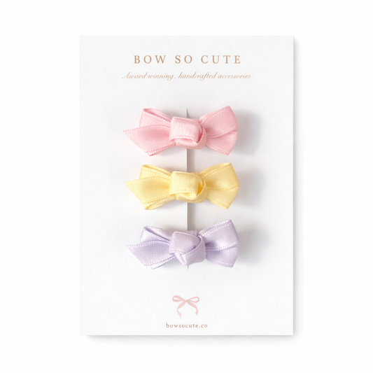 Mini Bow Trio | Satin Pastels