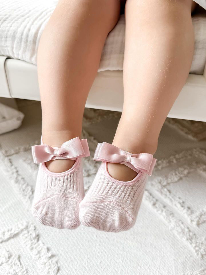 Satin Bow Socks | Petal Pink