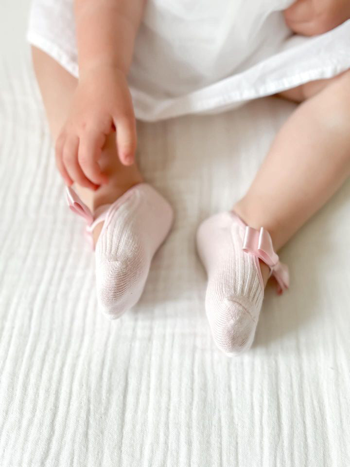 Satin Bow Socks | Petal Pink