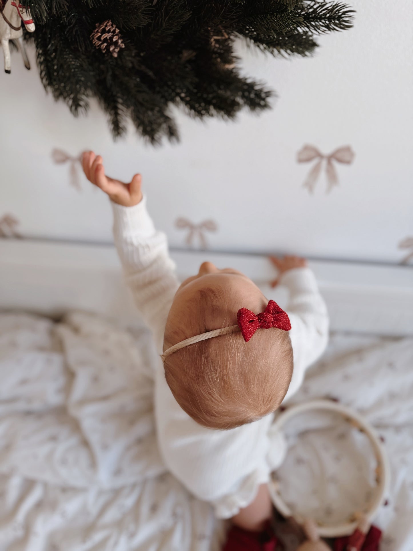 Knot Bow | Ruby Sparkle (clip or headband)