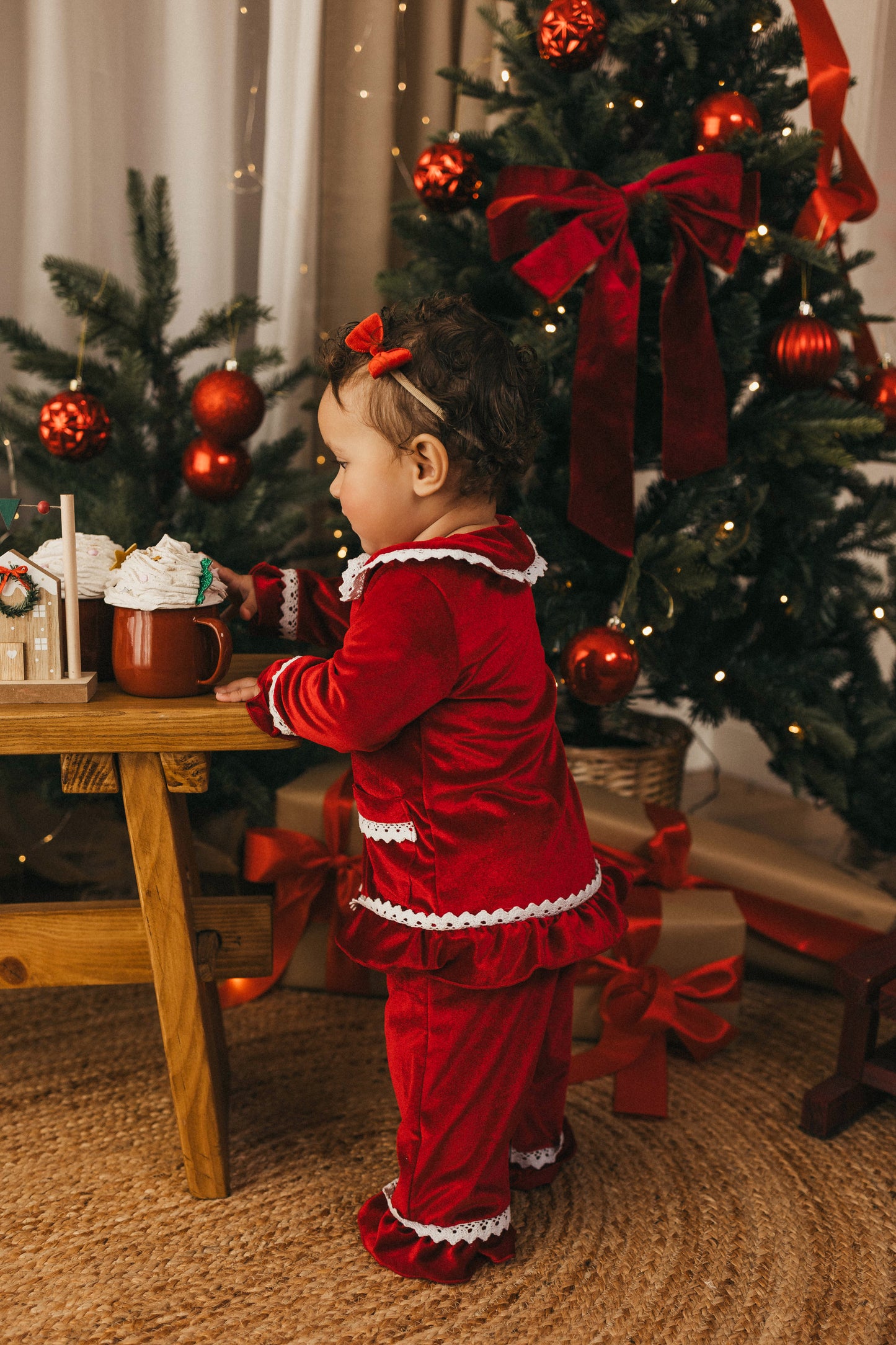 Knotted Bow | Santa Velvet (clip or headband)