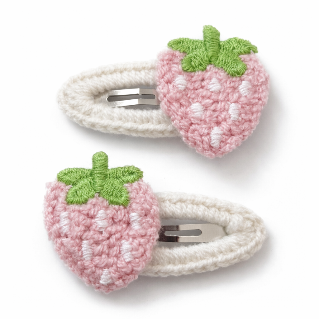 Crochet Clip Set | Blushing Strawberries