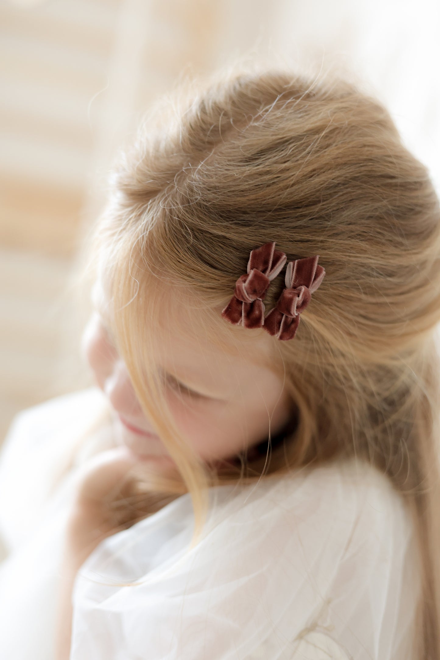 Mini Bow Clips | Mocha Velvet
