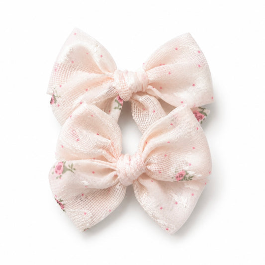 Pinwheel Pigtail Bows | Romantic Rose