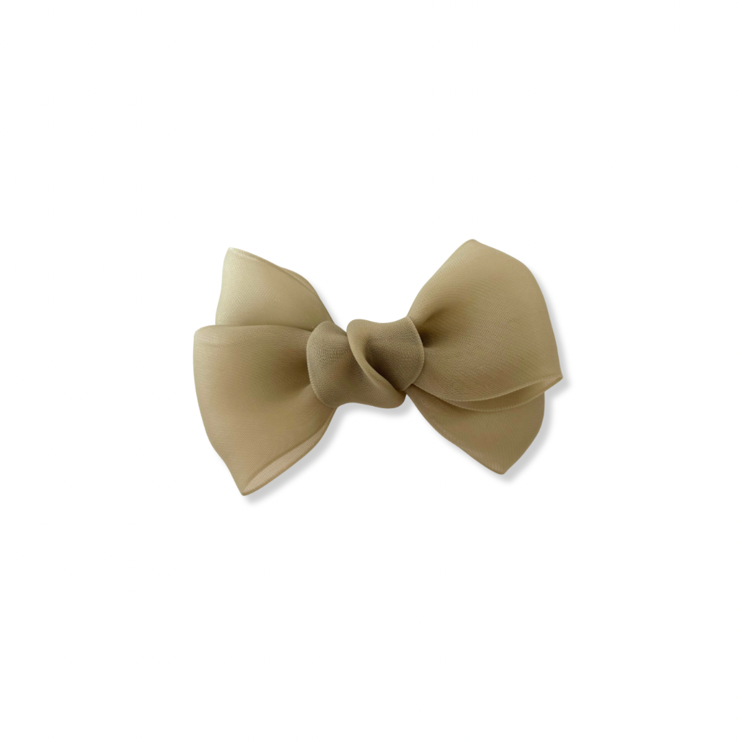 Bow | Marshmallow Chiffon - Dusky Olive (clip or headband)