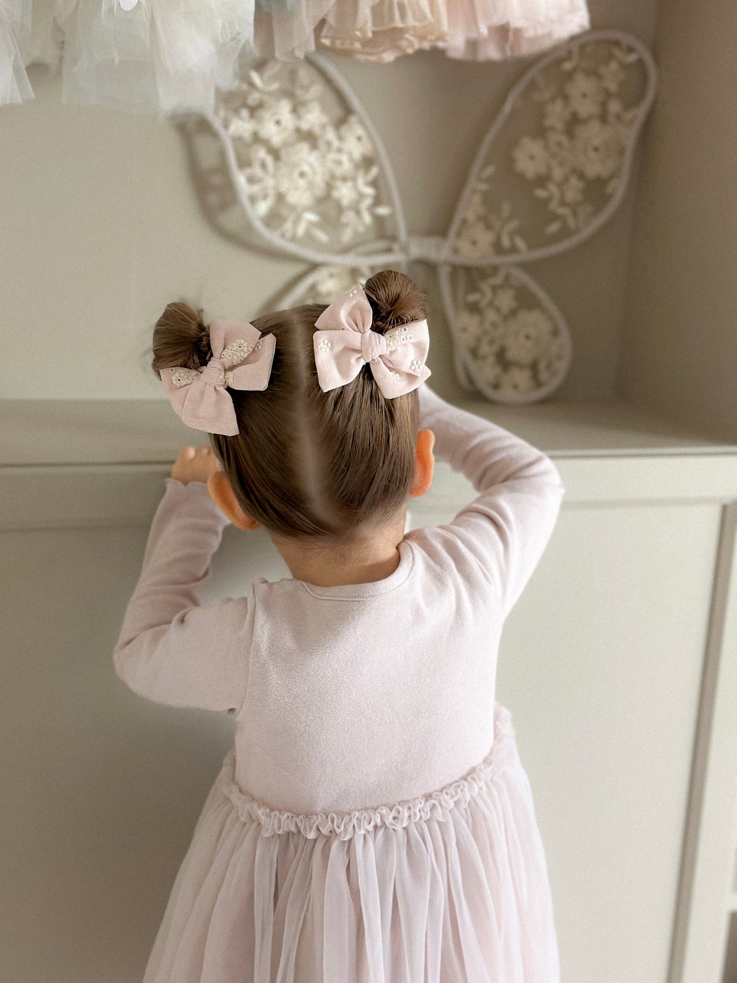 Petite Pinwheel Pigtail Bows | Blush Bloom