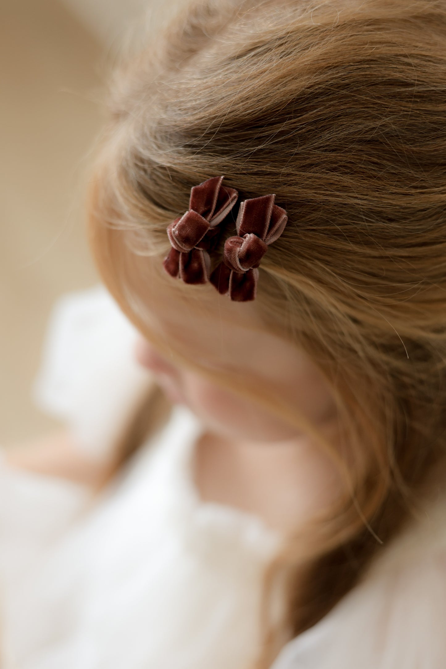 Mini Bow Clips | Mocha Velvet