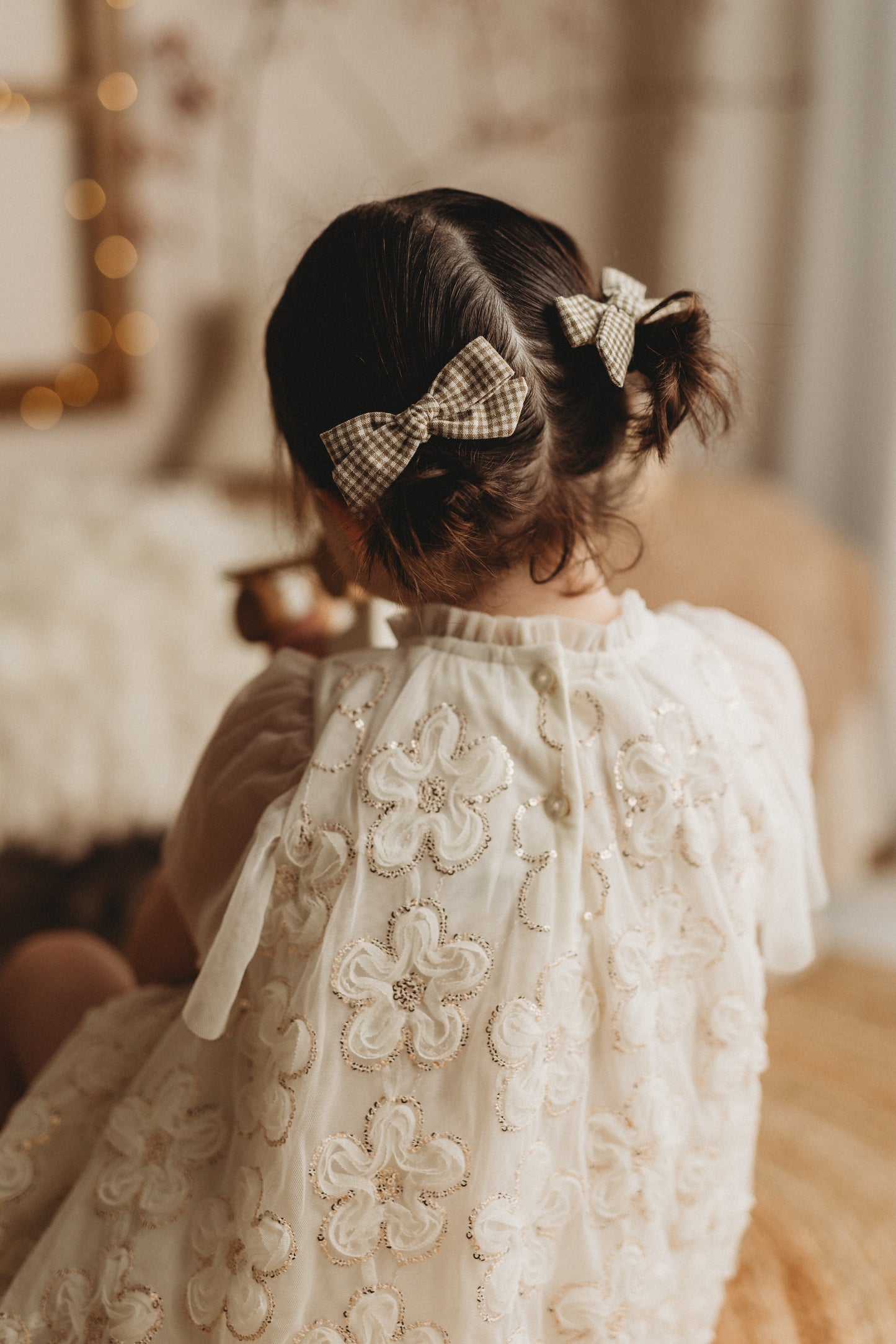 Classic Pigtail Bows | Pine Gingham