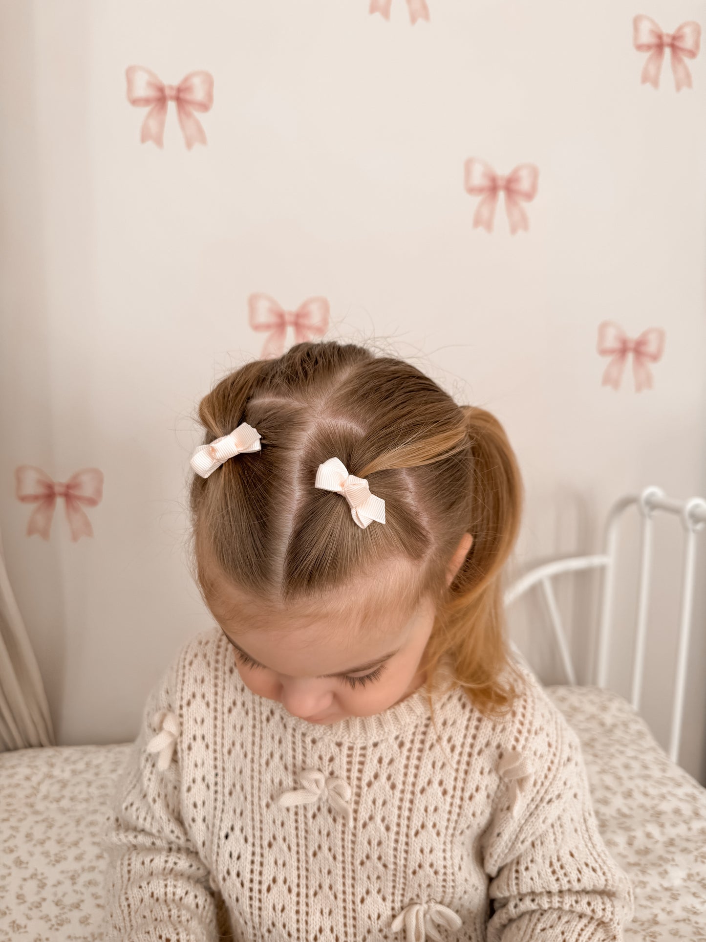 Mini Bow Clips | Pale Apricot