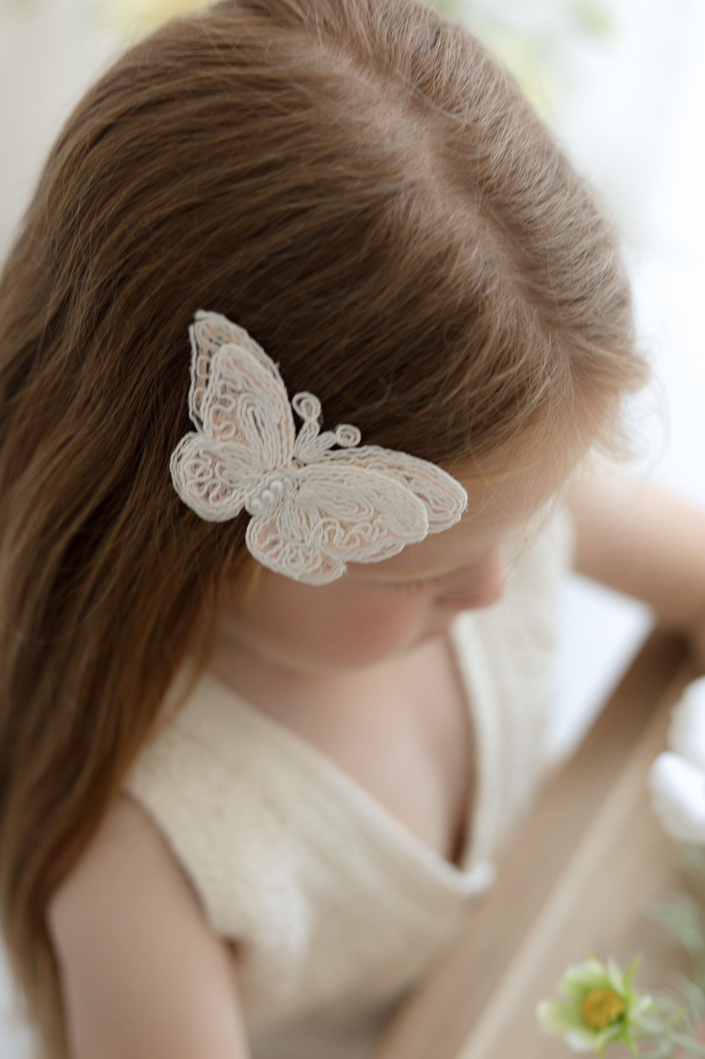 Clip | Lace Pearl Butterfly - Peach