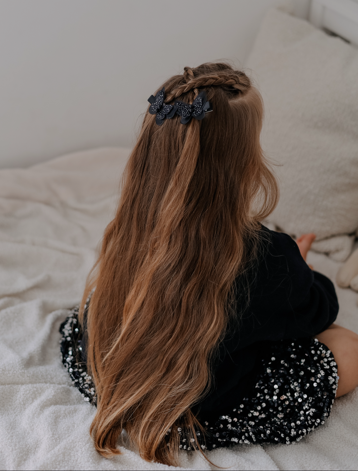 Pigtail Glimmer Butterfly Clips | Midnight Black