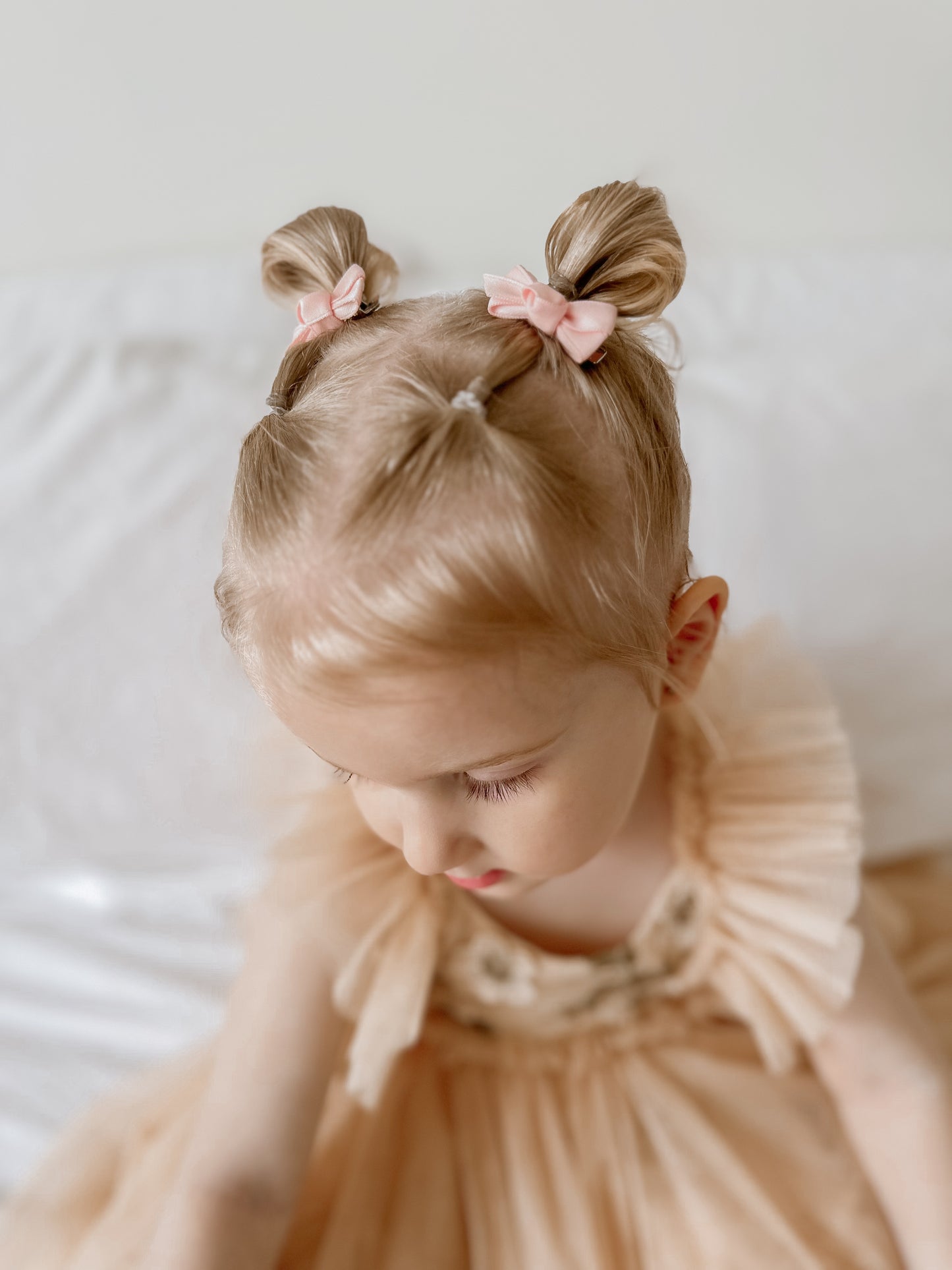 Mini Bow Clips | Blossom Pink Satin