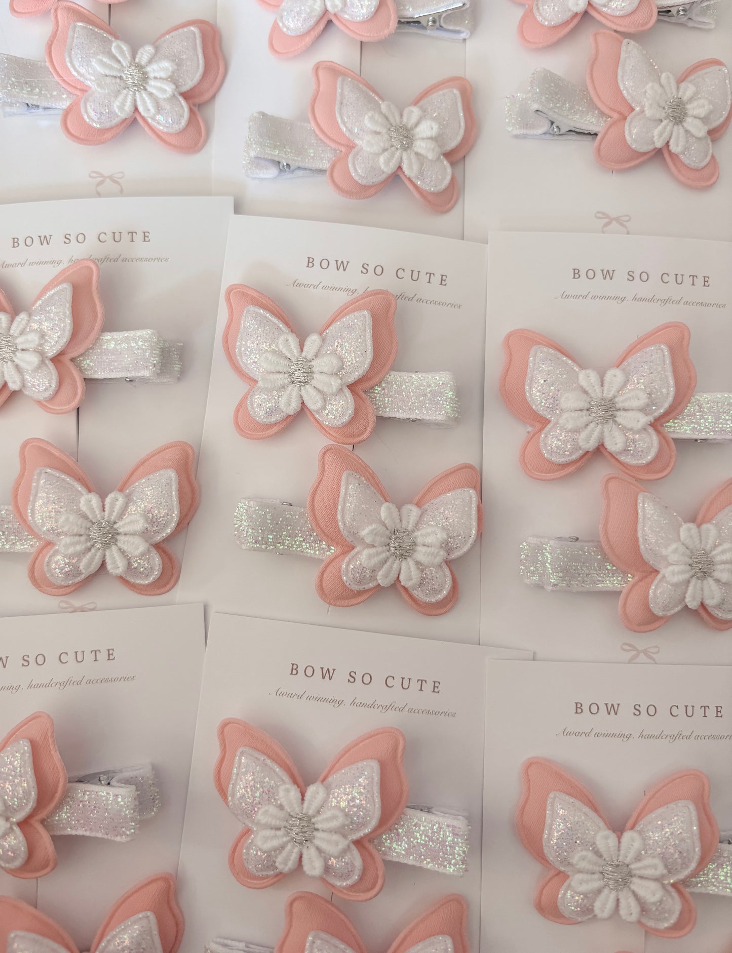 Clip Set | Peach Sparkle Butterflies