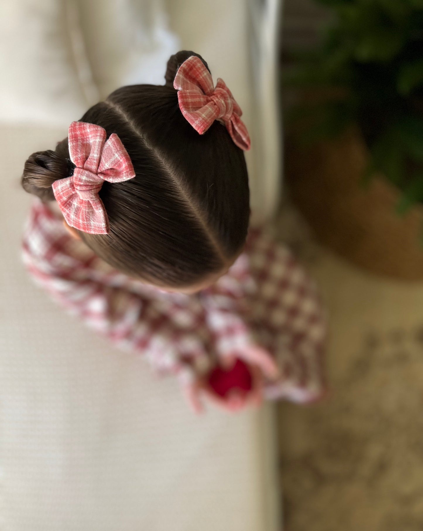 Petite Pinwheel Pigtail Bows | Festive Plaid